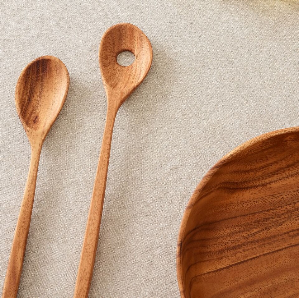Organic Shaped Wood Salad Servers (Set of 2) West Elm Australia